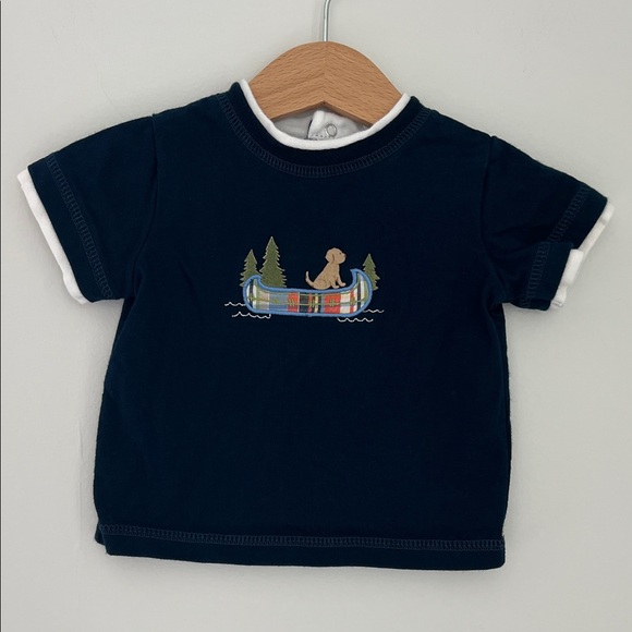 Little Me Other - Little Me Baby Navy with Dog in Canoe Graphic Tee Style# 84803LK/LKI Size 6M